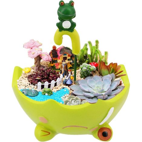 Pot À Plantes - En Résine - Design Animal Mignon - Avec Trou D'Évacuation - Pour Succulentes Cactus Et Herbes - 11,2 x 11,2 x 5 cm - 1 Pièce (1/4)
