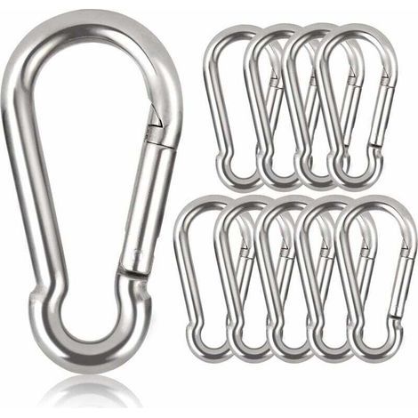 Packung mit 10 Schlüsselring-Karabinern, 80 mm x Ø 8 mm, maximale Traglast: 250 kg (1/4)