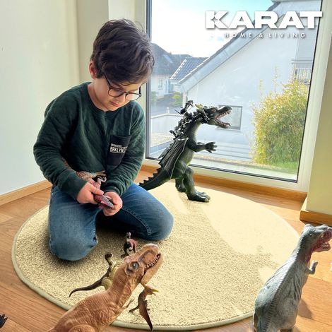 Kinderspielteppich Crocodile Rund Creme 180 cm Durchmesser