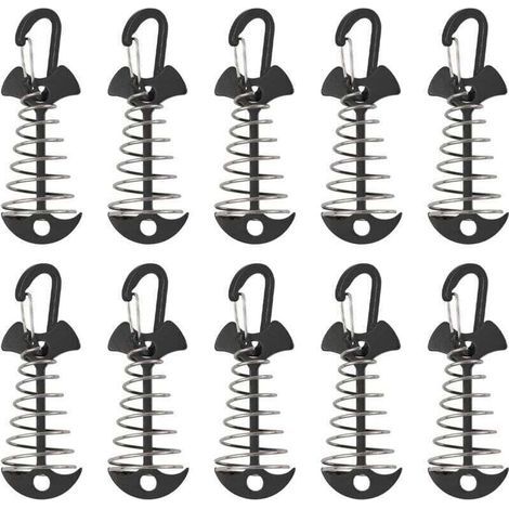 FENOPLASTICAPiquets d'ancrage de terrasse, XU, 10 pièces en alliage d'aluminium coupe-vent avec boucle à ressort, Ancre portable pour le camping en plein air - KZQ (1/4)