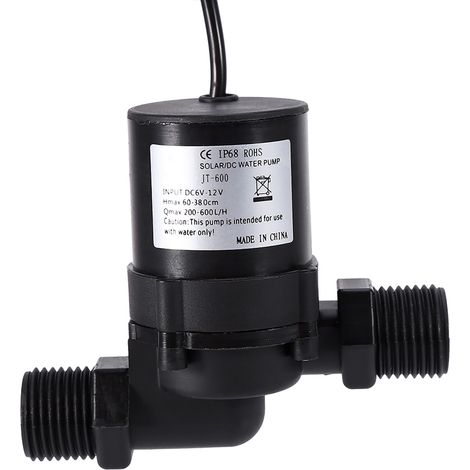 Pompe de circulation d'eau solaire 12 V CC, moteur sans balais, débit de 600 l/h, étanche IP68. (1/5)