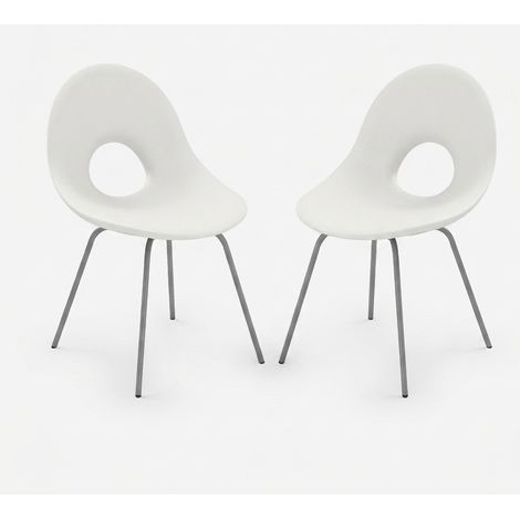 Set 2 sedie design polietilene e ferro indoor outdoor Candy - Bianco (1/5)