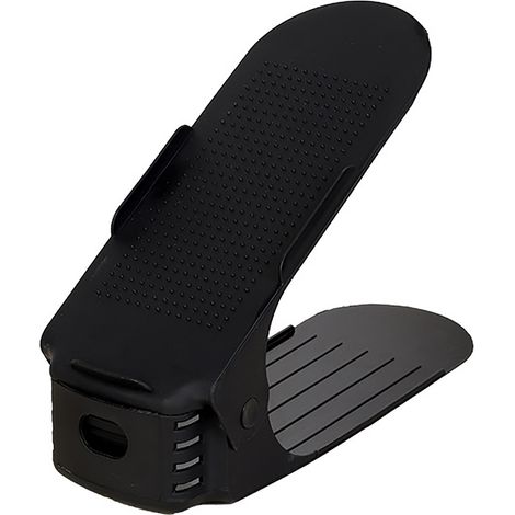 Lot de 10 Supports à Chaussures Ajustables 3 Positions, Étagère Double Couche en Plastique Épaissi, Fixation DIY Innovante pour Chaussures, Noir (1/5)
