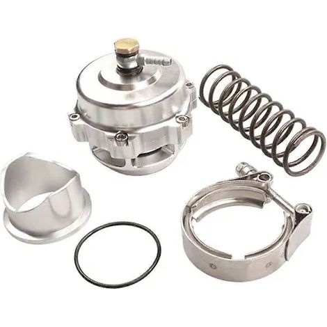 Tkbov001B50 JDM 50mm General Purpose V-Type Relief Valve with Bleed Valve (Q-Type Bov with Welded Aluminum Flange), Silver [co]