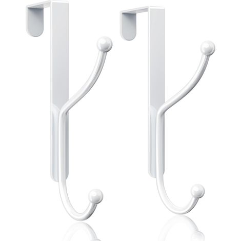 Juego de 2 ganchos para puertas de alta resistencia con almohadillas de soporte, no requieren perforación, resistentes a la corrosión, 16,5 cm de alto, aptos para puertas de hasta 4,3 cm de grosor, al (1/5)