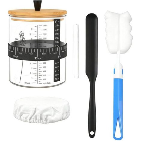1 Ensemble Bocaux Verre 1500ml, Transparent, Accessoire Levain, Fermentation, Cuisson Pâtisserie (1/5)