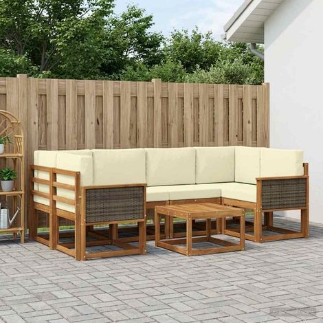 vidaXL Outdoor-Sofagarnitur mit Kissen 5 pcs Natur und Creme (1/5)