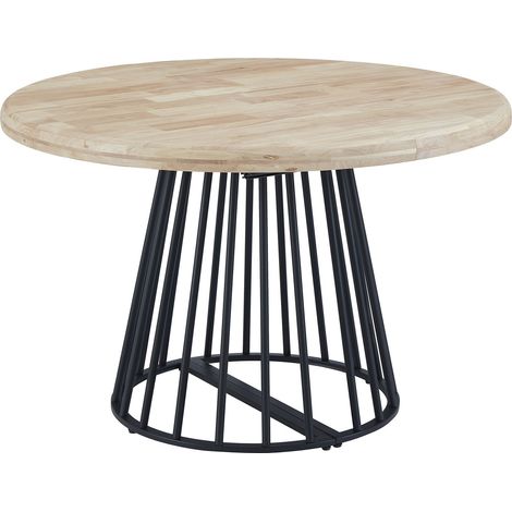 Home Heavenly® Mesa de Comedor Redonda Extensible JAIL, Mesa Industrial con tablero en roble natural y pata central metálica Color : Negro (1/5)