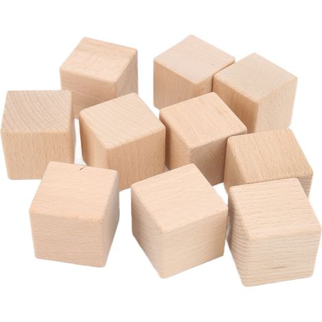 10Pcs Unfinished Wooden Blocks 4cm Smooth Durable Sturdy Uniform Size Small Wood Cubes for Crafts DIY Home Decor (1/5)