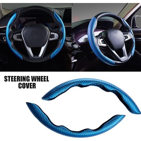 Housse de volant universelle en fibre de carbone (2 pièces), antidérapante et confortable. Accessoires pour volant. (1/4)