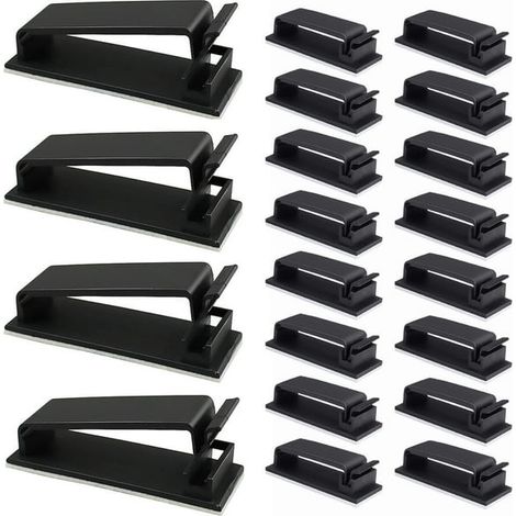 Lot de 50 clips adhésifs pour la gestion des câbles, organisateurs de câbles pour ordinateur, télévision et accessoires électroniques Strawberry Bear. (1/4)