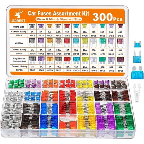 Fusible Voiture Set, 160 Mini Fusible Auto + 90 Moyenne Fusible Automobile + 50 Micro Fusible + Extracteur - pour Voiture/RV/Camion/Moto (2A 3A 5A 7.5A 10A 15A 20A 25A 30A 35A 40A) (1/4)