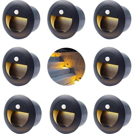 Faretto a LED per scale con sensore di movimento. Applique da incasso 1,5W 3000K IP65 65mm. Applique a luce bianca calda con scatola di derivazione. Faretto da incasso in alluminio 230V per illuminazi (1/5)