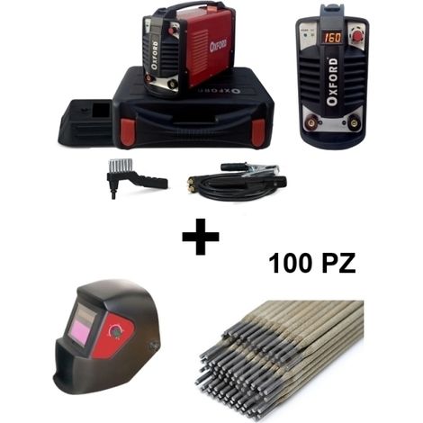 Saldatrice INVERTER ad elettrodo 160 Amp Oxford - MMA-160 + Maschera/Casco/Elmetto per saldatura schermo cristalli liquidi ad oscuramento automatico + 100 Elettrodi per saldatura
