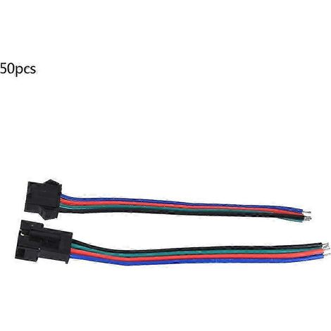 10 cm LED-Verbinder, 50 Adernpaare (4-polig, Stecker/Buchse), verzinnter Kupferkern für LED-Streifen, Schnellverbindungskabel (1/3)