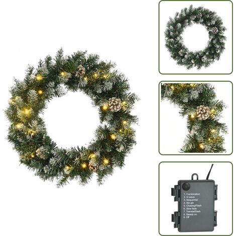 The Living Store Weihnachtskranz mit LED-Leuchten Grün 60 cm PVC - LED-Weihnachtskranz (1/5)