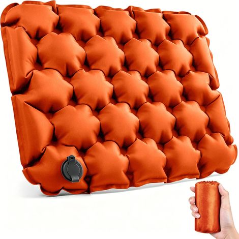 Coussin de siège gonflable, idéal pour le camping et les pique-niques, tapis résistant à l'humidité – OrangeOrange (1/5)