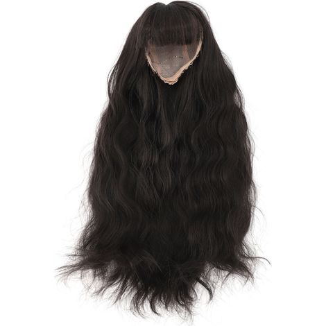 Peluca rizada para muñeca, flequillo liso, cabello largo, repuesto (negra, 18,5-21 cm) (1/5)