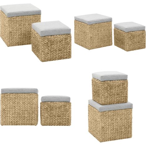 Repose-pied lot de 2 Jacinthe d'eau Gris - Pouf - Repose-pied - Meuble De Salon - Décoration Intérieure - Rangement - Home & Living (1/5)