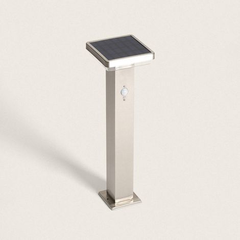 LED Bodenstehleuchte Außen Solar 5W 50cm Aluminium mit Bewegungssensor Barton Square Silber (1/5)