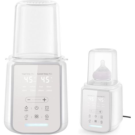 Scaldabiberon 8 in 1, scaldalatte materno e scaldapappe, scongelamento, sterilizzazione, riscaldamento rapido, luce notturna e timer, compatibile con biberon larghi 98 mm (1/5)