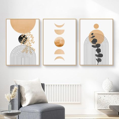Poster 3teilig Boho Blätter Wandbilder Wohnzimmer K 40x50cm (1/5)