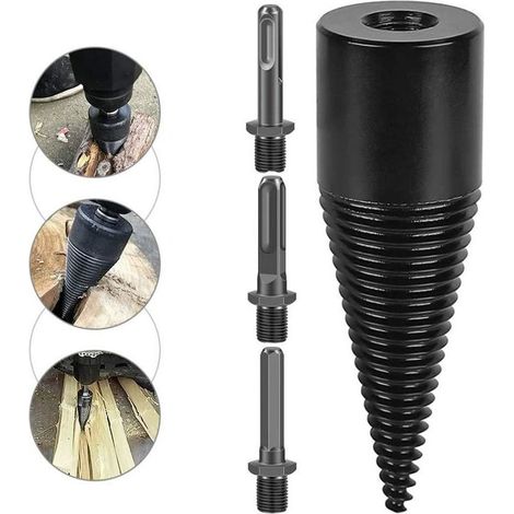 Foret Splitter Wood Bits Cône en métal Vis de perceuse Set Set Heavy Duty Toile séparée Outil avec des tiges pour DIY COPPER 4PCS Fournitures de jardin