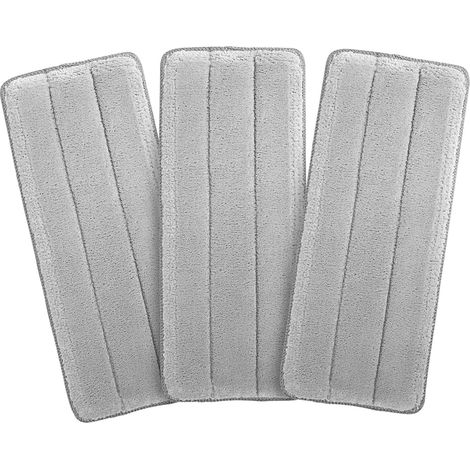 Lot de 3 - Serpillière Microfibre - Tête de Balai - Lavable et Réutilisable - Pour Sols Lisses - Gris - 40x12cm (1/5)
