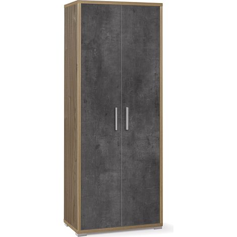 Armadio 2 Ante 71x182x41 cm Noce Stelvio/Ossido Nero (1/2)