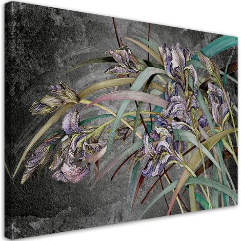 Tableau sur toile Iris fleurs dans le vent 90x60 (1/5)