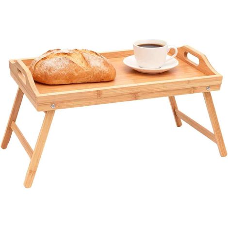 Plateau Table Lit - Pieds Pliants - Bambou - Hauteur Réglable - Pour Lit Canapé - 1 Pièce