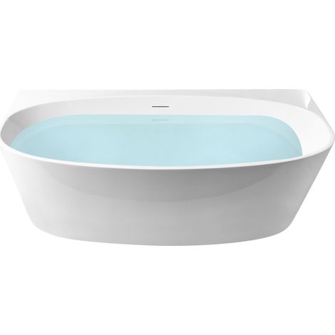 Bañera moderna acrílica ovalada de pared 170 x 80 cm blanco Parnaiba
