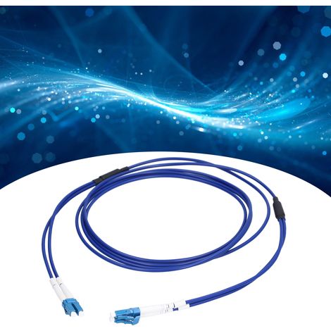 Cordon de brassage monomode à double conducteur blindé bleu LC/UPC-LC/UPC, cordon de brassage à fibre optique blindée, 5 mètres. (1/5)