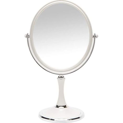 Miroir de bureau miroir de bureau rétro avec support miroir rotatif double face de 8 pouces loupe 1X/3X style argent 13 pouces (ovale) (1/5)