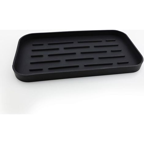 Repose Cuillère Cuisine, Fonctionnelle Silicone Support Ustensiles Cuisine Repose Ustensiles de Cuisine Comptoir Table de Cuisson Table à Manger Support de Vaisselle -Noir (1/4)