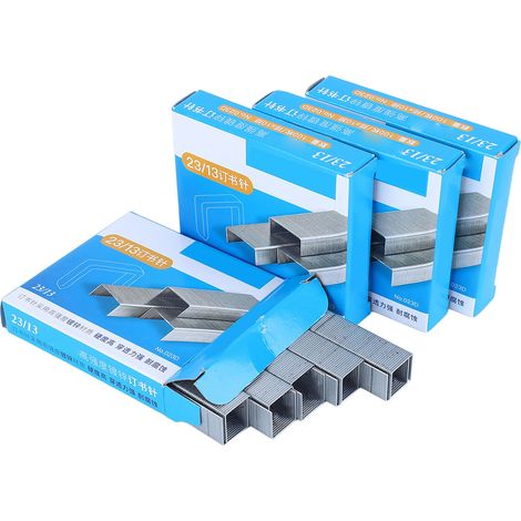 4000 agrafes métalliques épaisses en acier inoxydable 23/13, adaptées pour relier 100 feuilles de papier, idéales pour une utilisation à la maison et à l'école. (1/5)