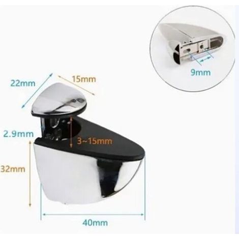 Staffe regolabili per mensole in vetro, 8 pezzi, supporti per mensole in vetro, morsetti regolabili in lega di zinco per mensole in legno/vetro da 3 a 14 mm di spessore (1/4)