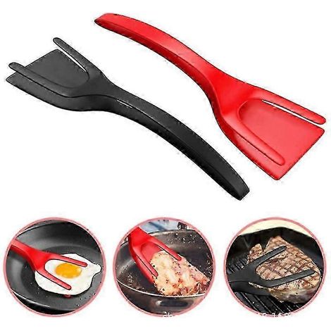 2-in-1-Wender/Zange, hitzebeständiger Nylongriff, Wender zum Wenden von Steaks und Eiern, Küchenhelfer zum Braten, 1 Stück (1/5)