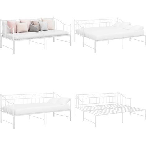 Cadre de canapé-lit extensible sans matelas blanc 90x200 cm - Canapé Convertible - Lit Invité - Lit Pliable - Cadre Lit - Mobilier Compact - Home & Living (1/5)