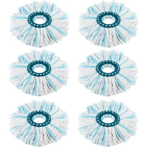 Set mit 6 Ersatzköpfen für den Leifheit Clean Twist Disc Mop/Clean Twist Disc Mop Ergo, Mikrofasermopp für alle Bodenarten, Doppelfasermopp mit effizienter Saugfähigkeit (1/5)