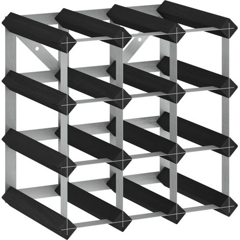 Casier à bouteilles pour 12 bouteilles Noir Bois de pin solide CFW504021 (1/5)