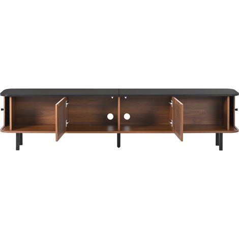 Mobile TV moderno 190x35x45 cm in MDF e PB noce con 2 ante scorrevoli e 2 grigliate (1/5)