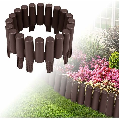 Rasenkante Palisade Gartenpalisade Holzoptik Beeteinfassung Kunststoff Beetumrandung Flexibel Beetzaun für Grten Beete Wege (8,4m, 30 Stück, Braun)