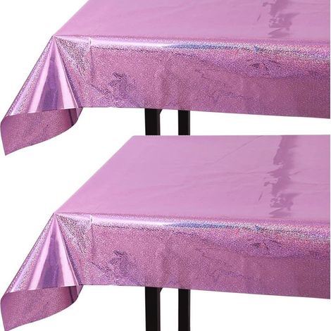 Tablecloth Plastique - 54 x 108 Pouces - Polyéthylène - Iridescent Laser - Pour Fête Mariage Disco Anniversaire Décoration Intérieure Extérieure - 2 Pièces (1/5)
