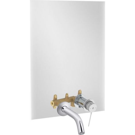 Espejo LED 2 agujeros 60 cm + mezclador lavabo empotrado JACOB DELAFON Grands Boulevards Cromo + cuerpo empotrado