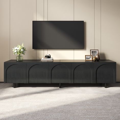 Mueble TV 180x38x45 cm negro MDF y PB con 5 puertas (1/5)