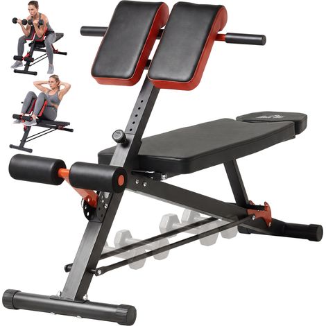 Banc de musculation multifonctionnel. banc de gym complet. dossier inclinable 3 positions. 64 x 146 x 73.5-85 cm. noir (1/5)