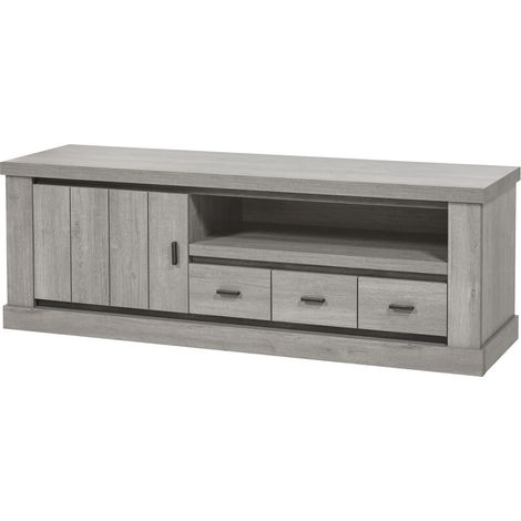 Meuble TV contemporain 165 cm chêne gris Corrie (1/2)