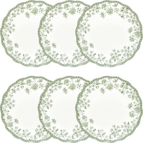 Lot de 6 Assiettes Plates "Lisière" 27cm Vert (1/5)