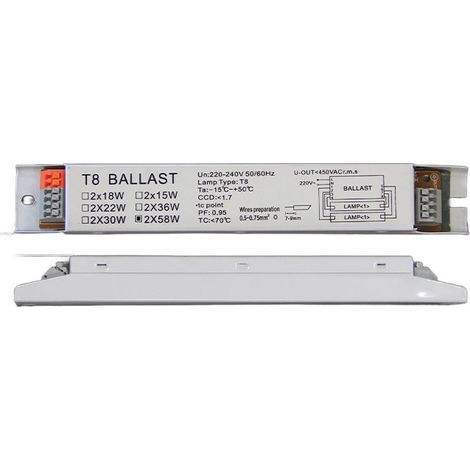 220-240v Ac 2x58w large tension T8 Ballast électronique lampe fluorescente Ballasts